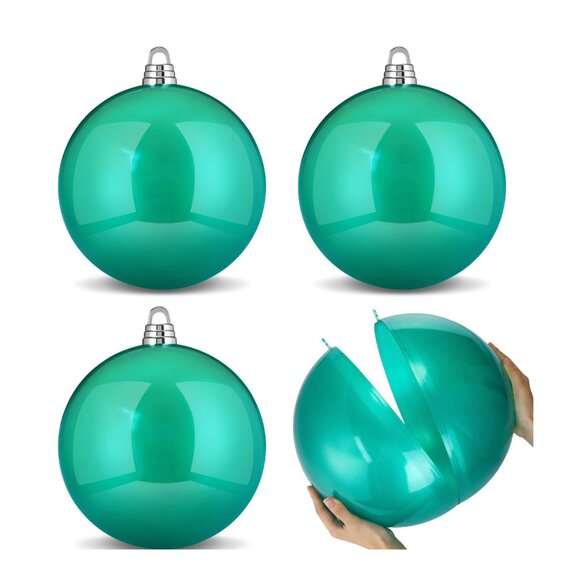 (Set of x3) Extra Large 10" Outdoor Christmas Ornaments Balls Oversized Decor - Picture 2 of 7
